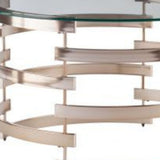 32" Clear And Champagne Glass And Metal With Iron Round Coffee Table - Homeroots - Flyclothing LLC