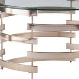 32" Clear And Champagne Glass And Metal With Iron Round Coffee Table - Homeroots