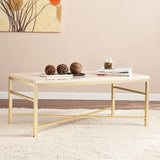 42" Off White Manufactured Wood And Metal Rectangular Coffee Table - Homeroots - Flyclothing LLC