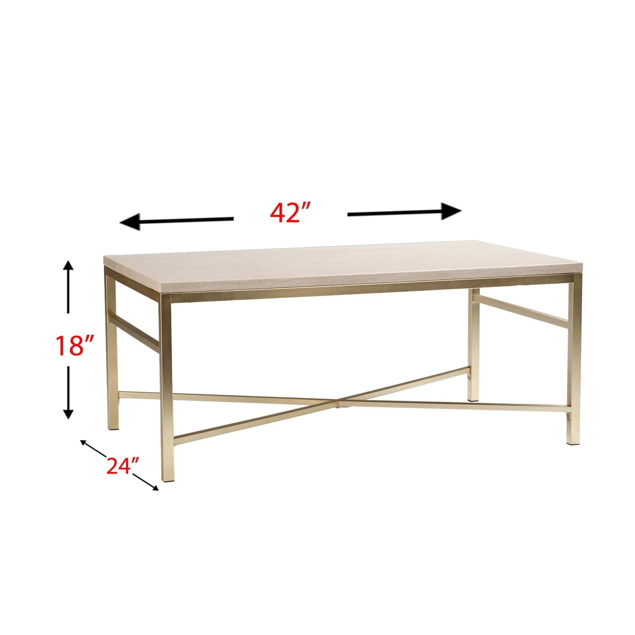 42" Off White Manufactured Wood And Metal Rectangular Coffee Table - Homeroots - Flyclothing LLC