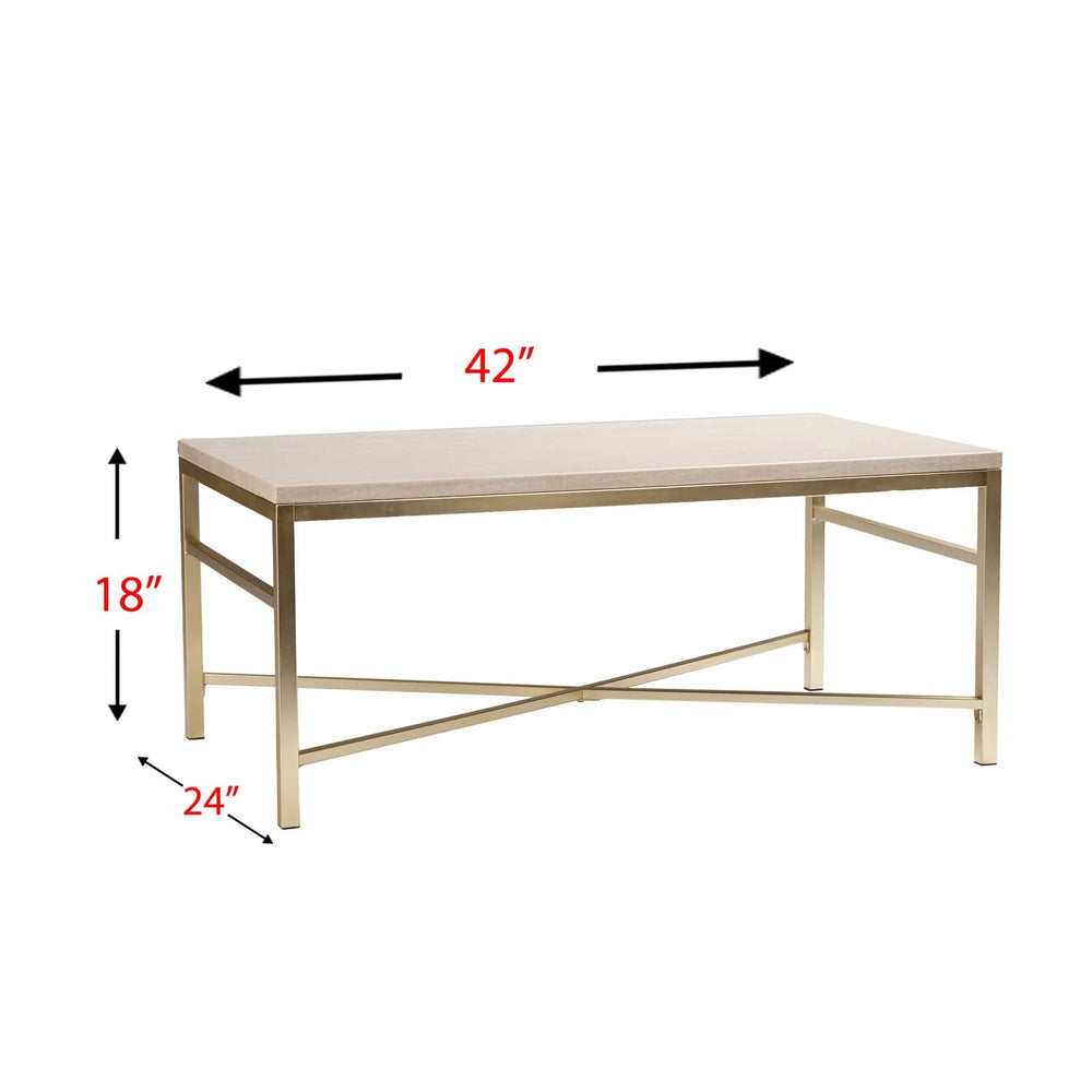 42" Off White Manufactured Wood And Metal Rectangular Coffee Table - Homeroots - Flyclothing LLC