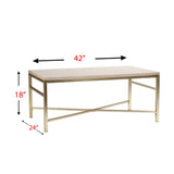 42" Off White Manufactured Wood And Metal Rectangular Coffee Table - Homeroots - Flyclothing LLC