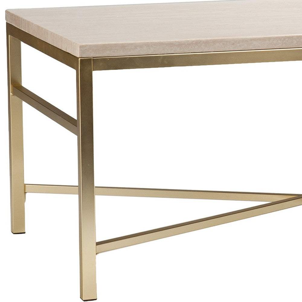 42" Off White Manufactured Wood And Metal Rectangular Coffee Table - Homeroots - Flyclothing LLC