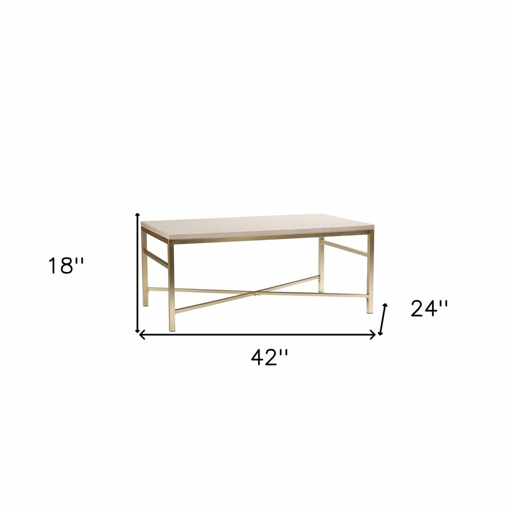 42" Off White Manufactured Wood And Metal Rectangular Coffee Table - Homeroots - Flyclothing LLC