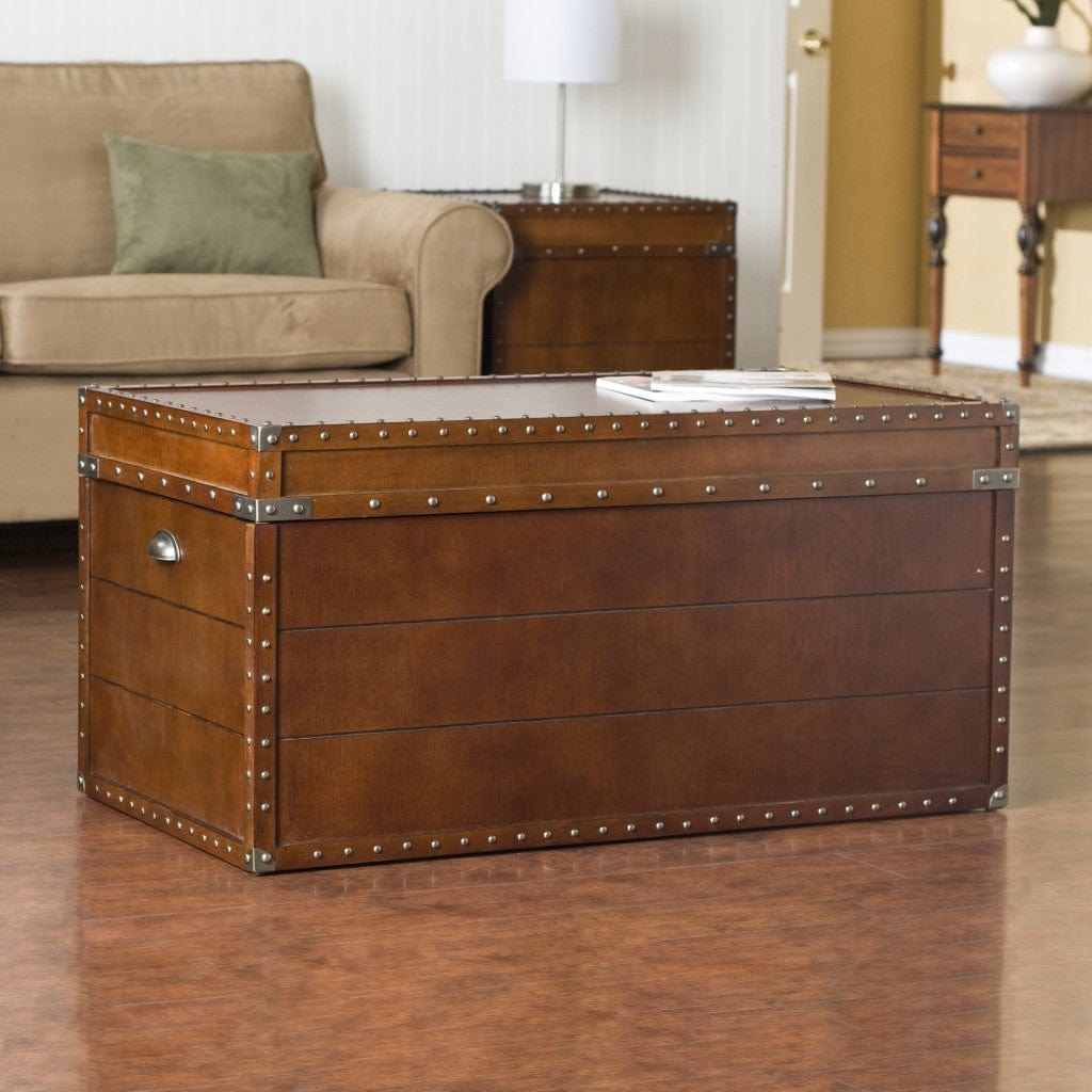 39" Brown Manufactured Wood And Metal Rectangular Coffee Table - Homeroots