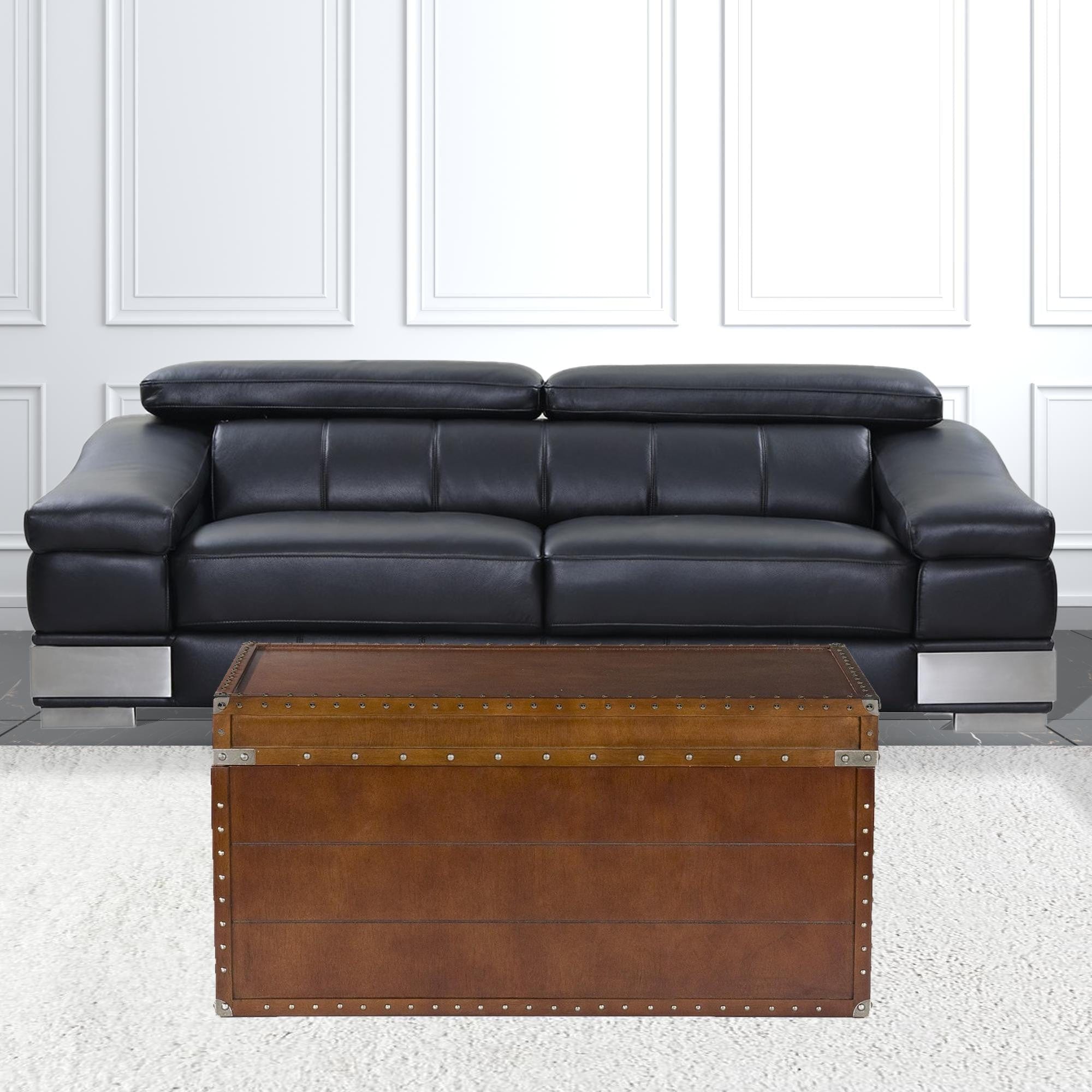 39" Brown Manufactured Wood And Metal Rectangular Coffee Table - Homeroots