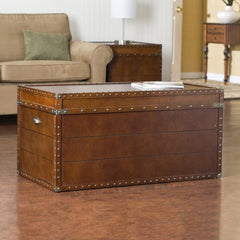 39" Brown Manufactured Wood And Metal Rectangular Coffee Table - Homeroots