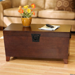39" Brown Manufactured Wood And Metal Rectangular Coffee Table