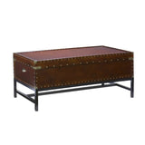 42" Brown Manufactured Wood And Metal Rectangular Coffee Table - Homeroots