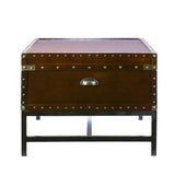 42" Brown Manufactured Wood And Metal Rectangular Coffee Table - Homeroots
