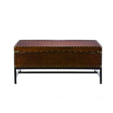 42" Brown Manufactured Wood And Metal Rectangular Coffee Table - Homeroots