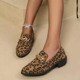 Leopard Chain Detail Loafers - Trendsi - Flyclothing LLC