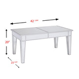 42" Silver Mirrored And Metal Rectangular Mirrored Coffee Table - Homeroots