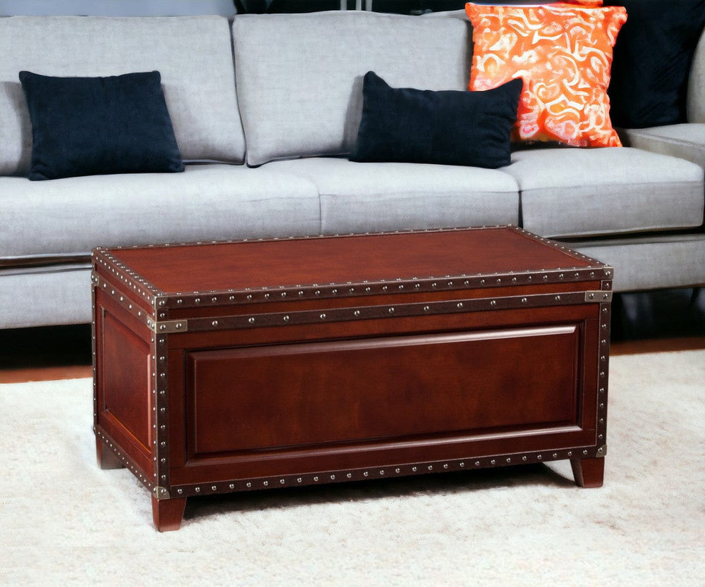 40" Brown Solid Wood And Metal Rectangular Coffee Table - Homeroots - Flyclothing LLC