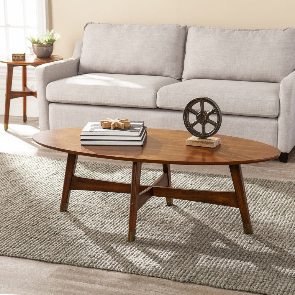 52" Brown Solid Wood With Iron Coffee Table - Homeroots - Flyclothing LLC