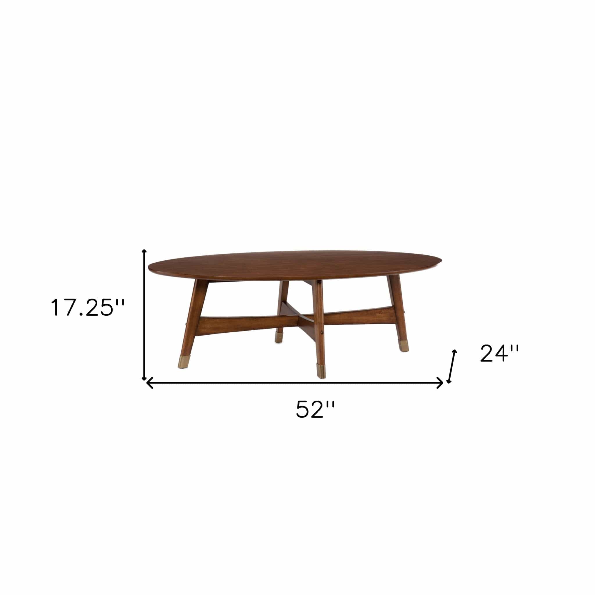 52" Brown Solid Wood With Iron Coffee Table - Homeroots