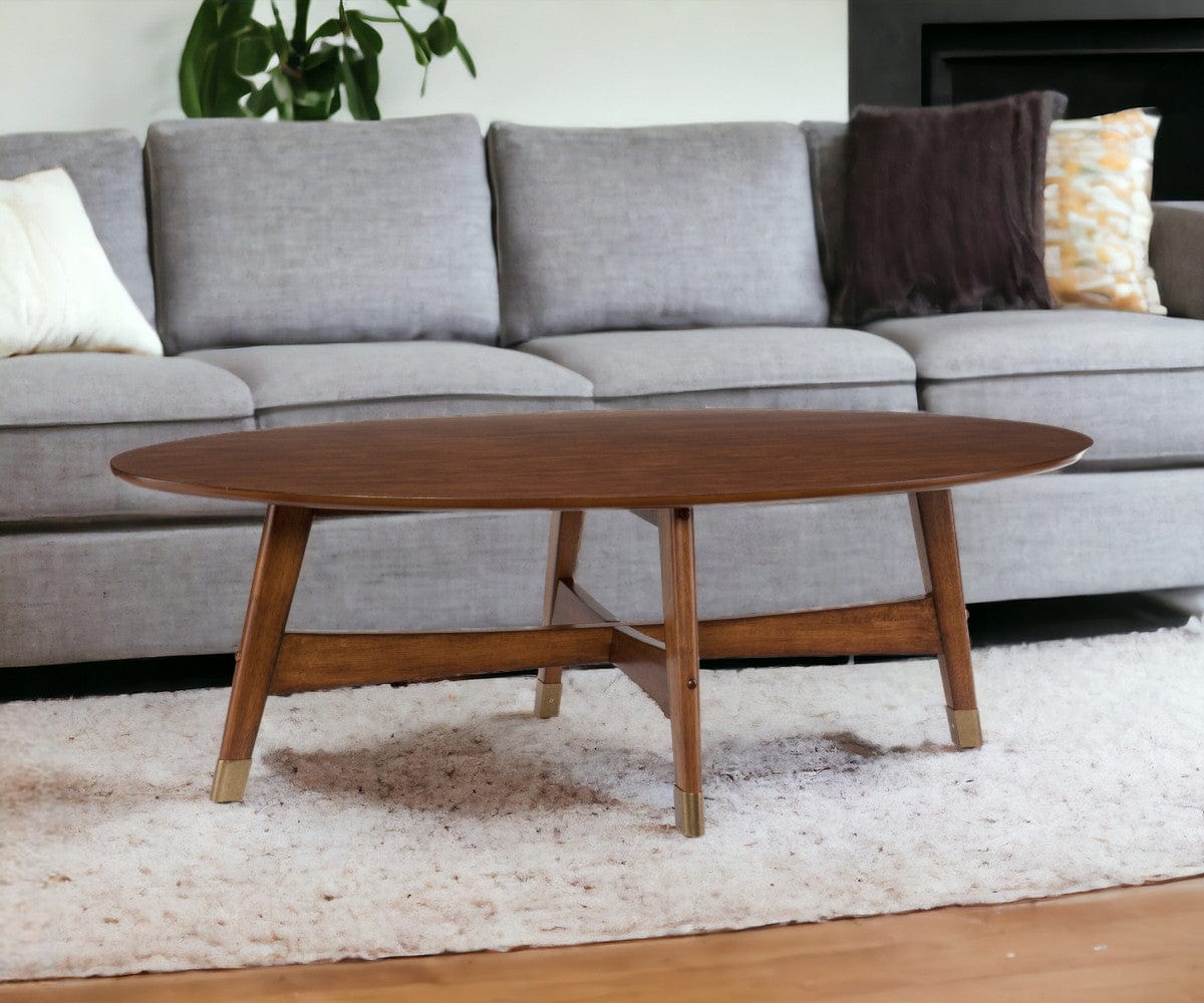 52" Brown Solid Wood With Iron Coffee Table - Homeroots