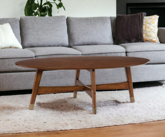 52" Brown Solid Wood With Iron Coffee Table - Homeroots