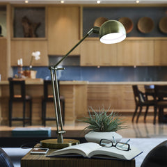 Shiny Satin Brass LED Adjustable Desk Lamp - Homeroots
