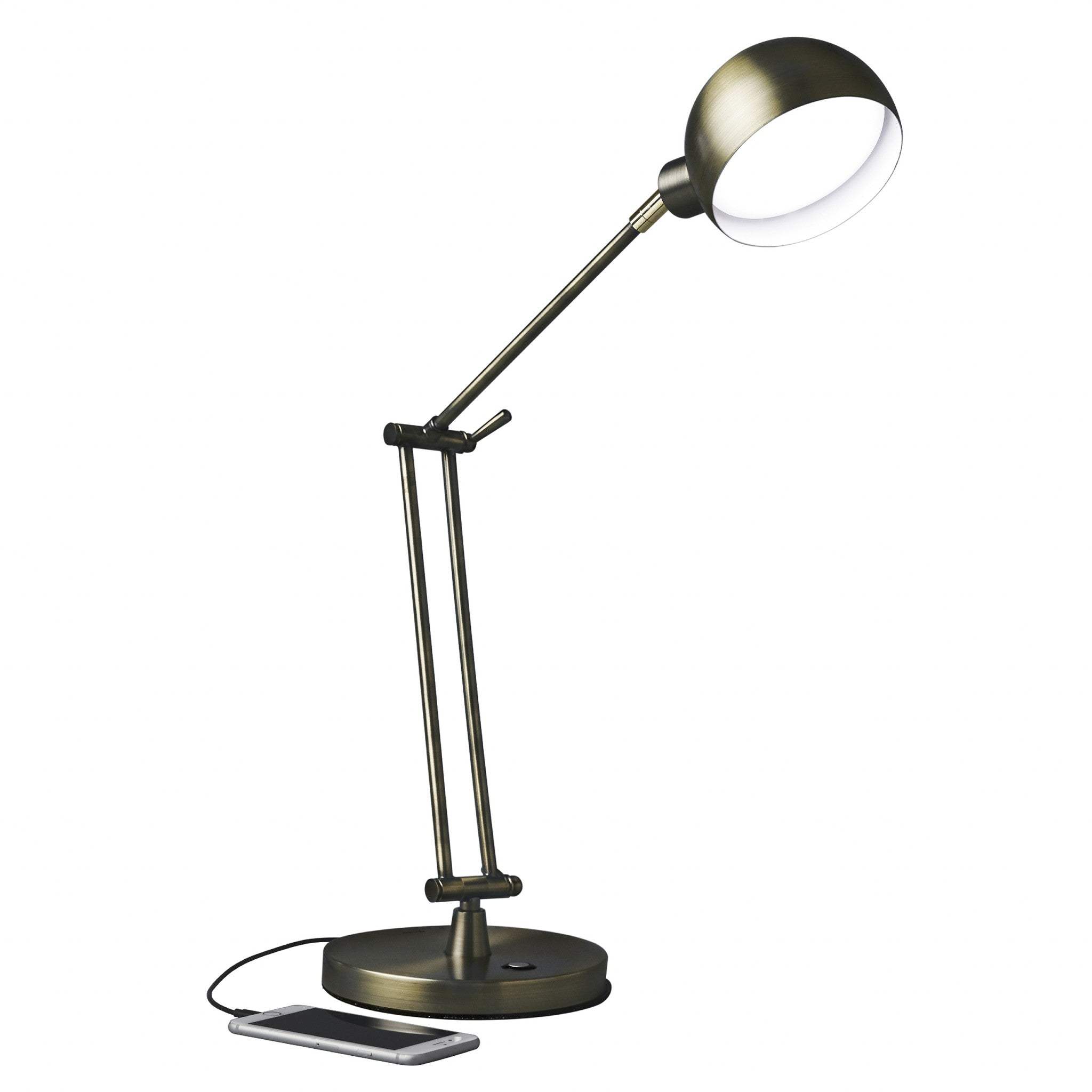 Shiny Satin Brass LED Adjustable Desk Lamp - Homeroots - Flyclothing LLC