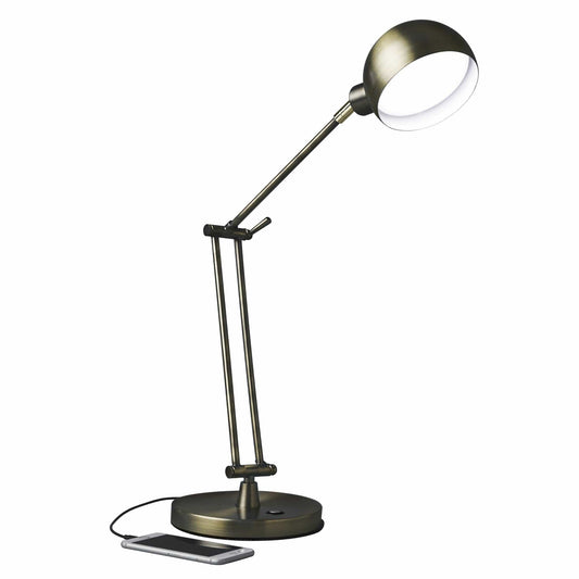 Shiny Satin Brass LED Adjustable Desk Lamp - Homeroots