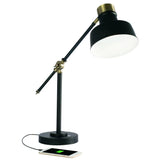 Matte Black and Antiqued Brass LED Adjustable Desk Lamp - Homeroots