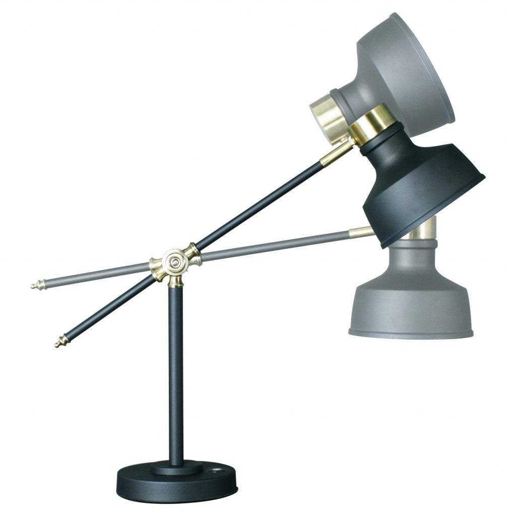 Matte Black and Antiqued Brass LED Adjustable Desk Lamp - Homeroots - Flyclothing LLC