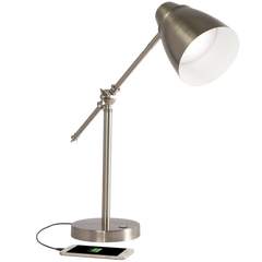 Brushed Silver LED Adjustable Desk Lamp