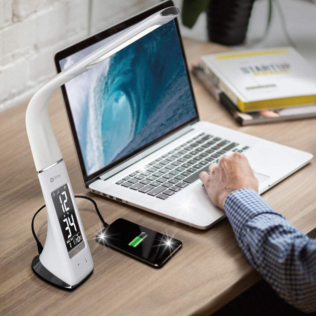 Contemporary White Sanitizing LED Desk Lamp - Homeroots - Flyclothing LLC