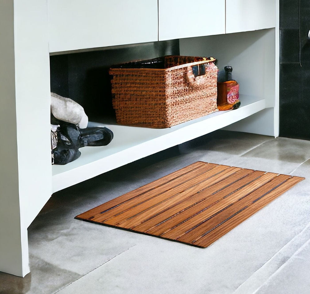 20" Premium Teak Shower Bath Mat - Homeroots