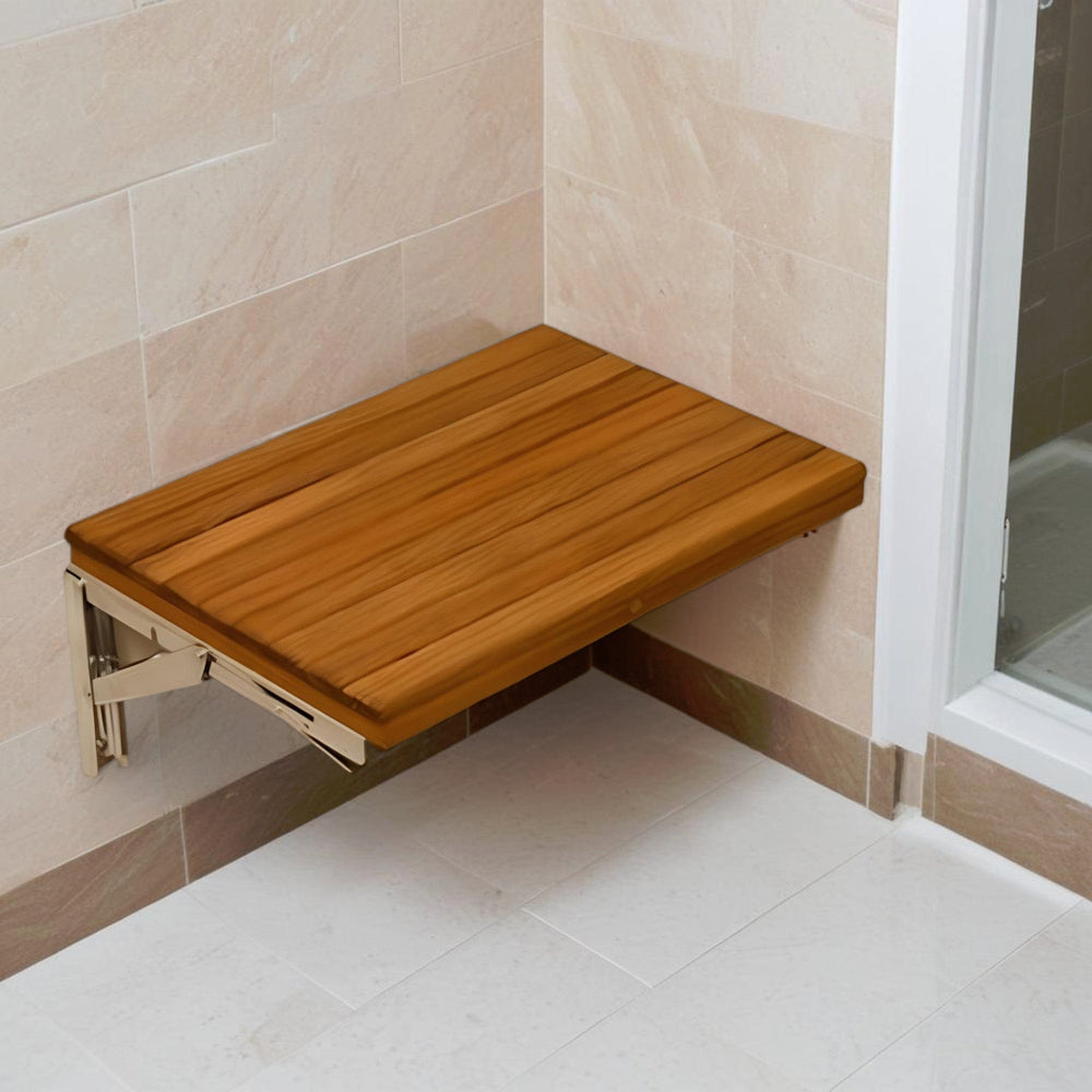 17" Premium Wall Mount Teak Shower Bench - Homeroots