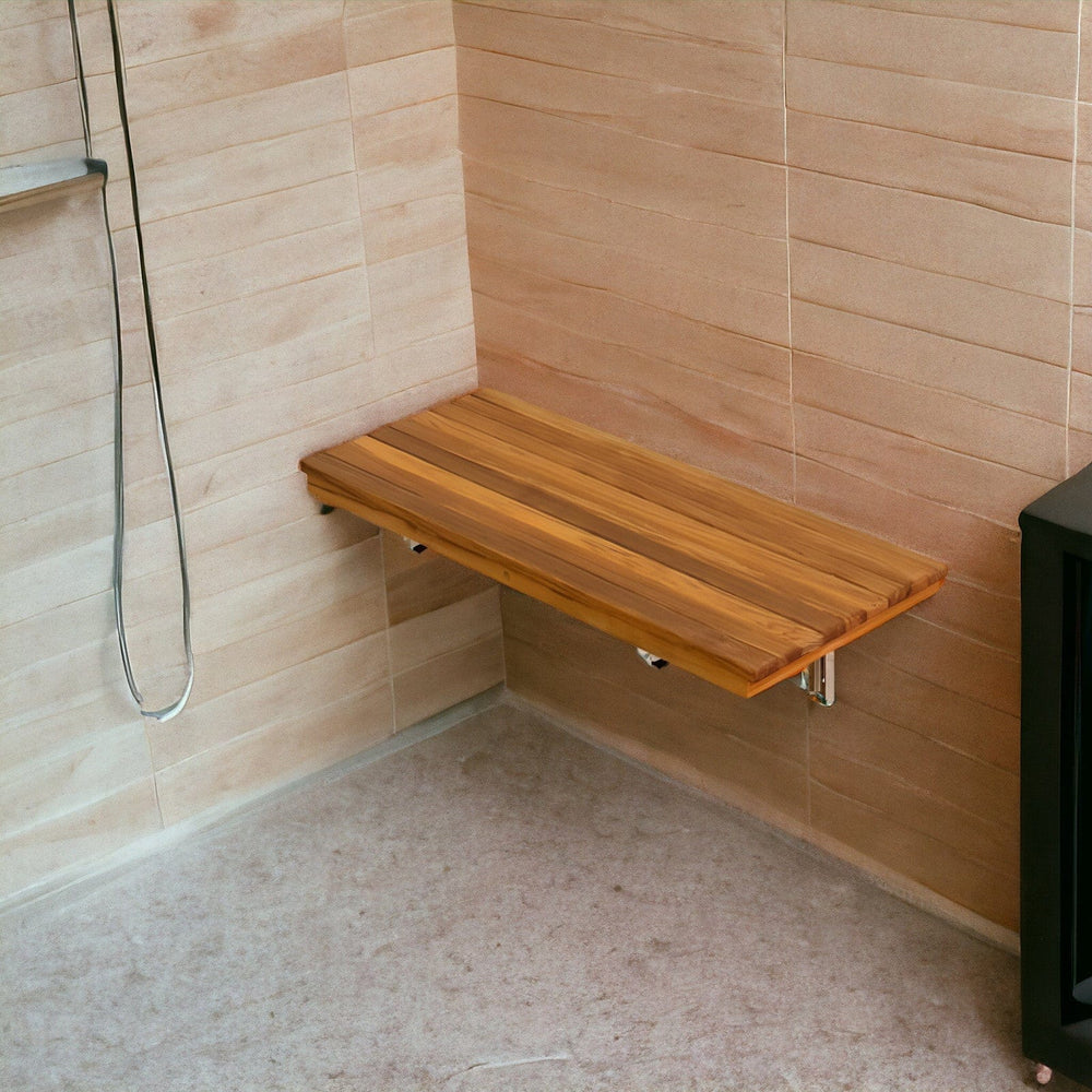 24" Premium Wall Mount Teak Shower Bench - Homeroots