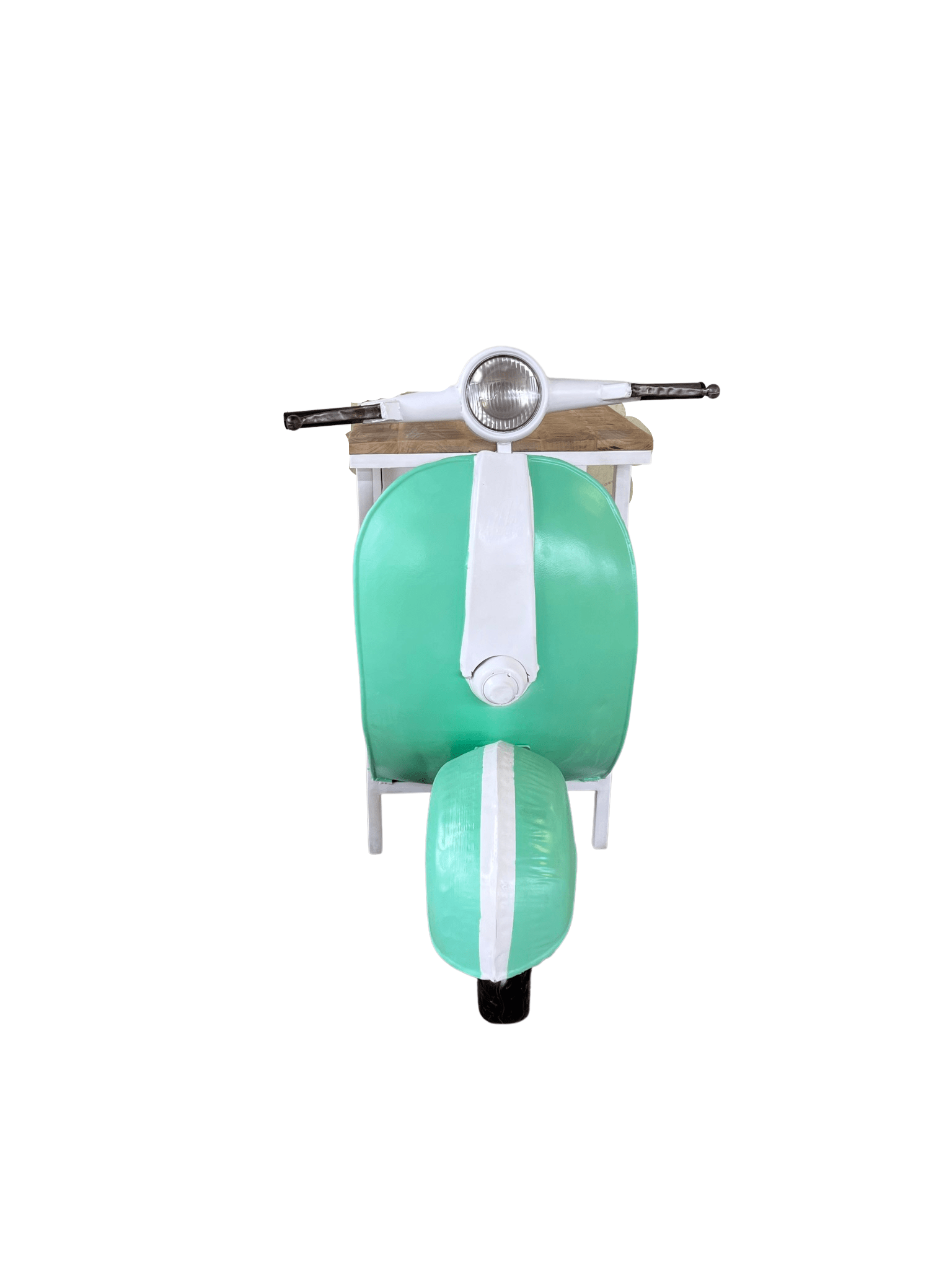 26" Green And White Novelty Scooter Open Cabinet with Two Shelves - Homeroots - Flyclothing LLC