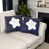Set of Two Blue and White Starfish Throw Pillows - Homeroots - Flyclothing LLC
