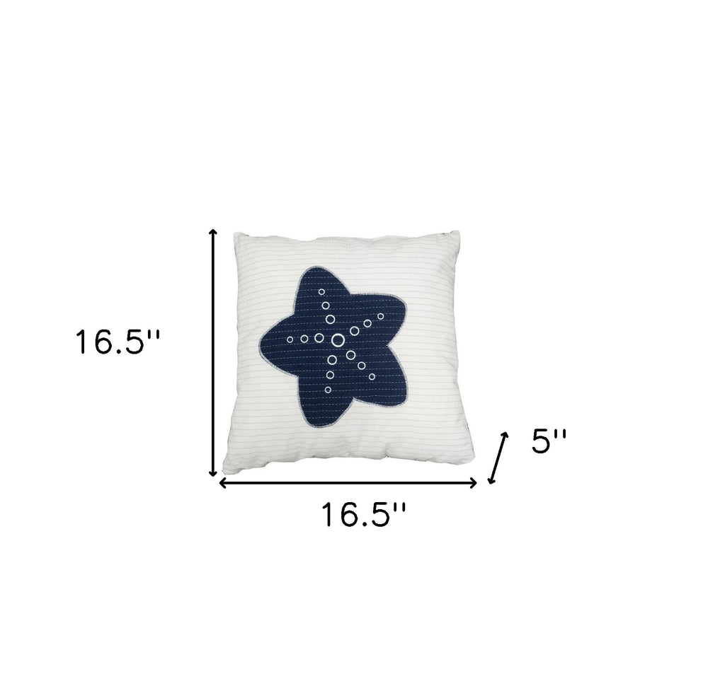 Set Of Two 17" X 17" Blue And White Starfish Throw Pillows - Homeroots - Flyclothing LLC