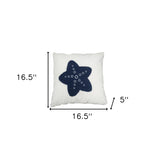 Set Of Two 17" X 17" Blue And White Starfish Throw Pillows - Homeroots - Flyclothing LLC