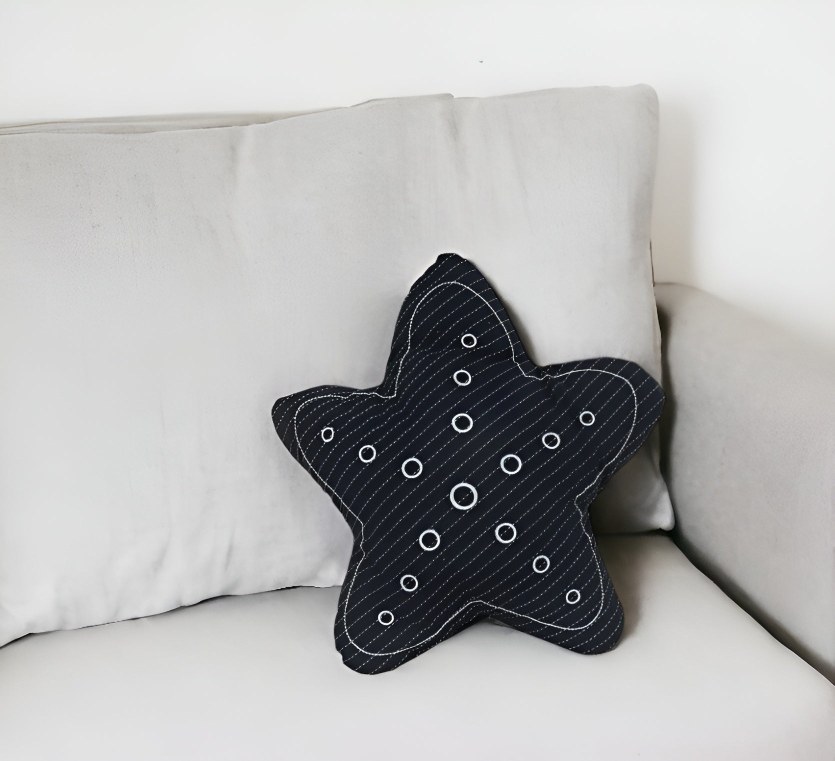 Set of Two 12" X 12" Blue and White Star Starfish Coastal Throw Pillow - Homeroots - Flyclothing LLC