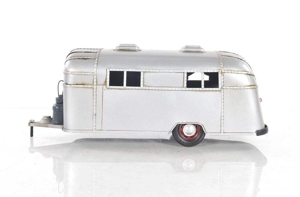 6" Silver Metal Silver Camping Trailer Truck Hand Painted Decorative Truck - Homeroots - Flyclothing LLC
