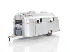 6" Silver Metal Silver Camping Trailer Truck Hand Painted Decorative Truck - Homeroots