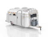 6" Silver Metal Silver Camping Trailer Truck Hand Painted Decorative Truck - Homeroots