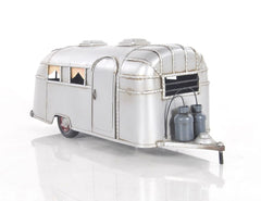 6" Silver Metal Silver Camping Trailer Truck Hand Painted Decorative Truck - Homeroots