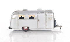 6" Silver Metal Silver Camping Trailer Truck Hand Painted Decorative Truck - Homeroots