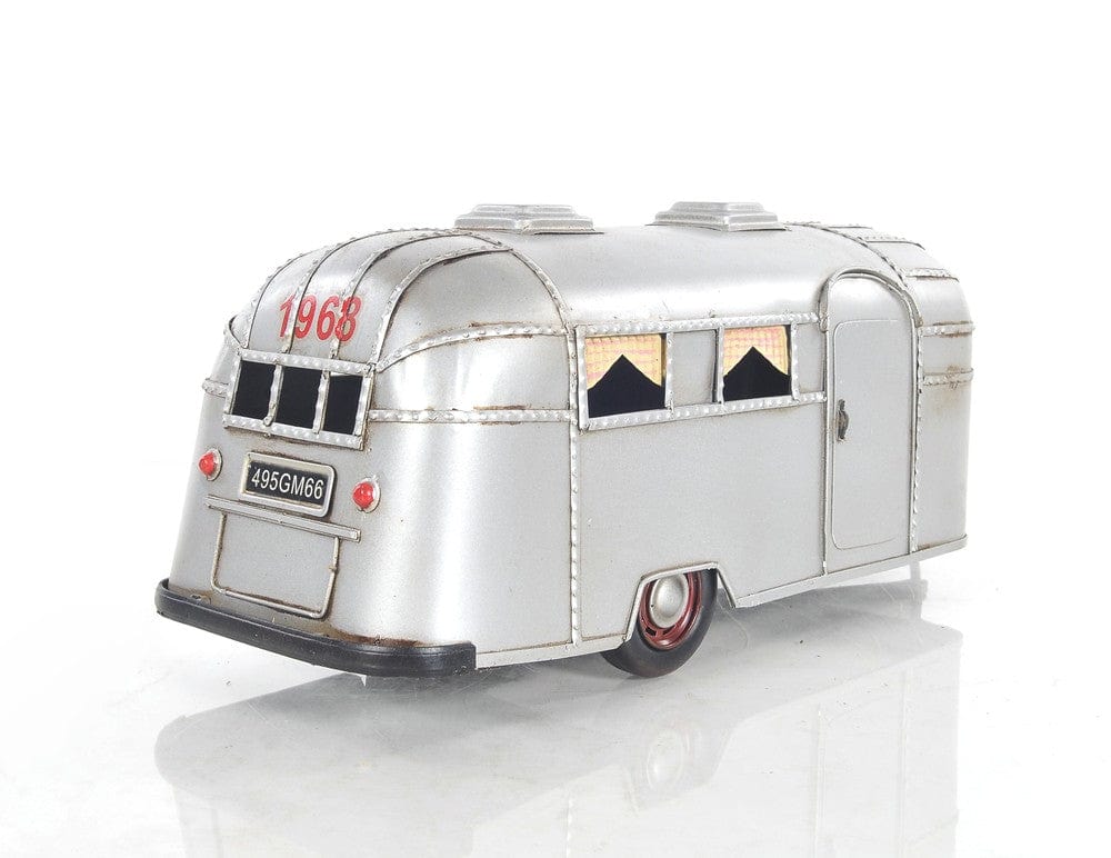 6" Silver Metal Silver Camping Trailer Truck Hand Painted Decorative Truck - Homeroots