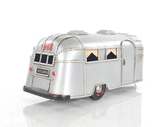 6" Silver Metal Silver Camping Trailer Truck Hand Painted Decorative Truck - Homeroots