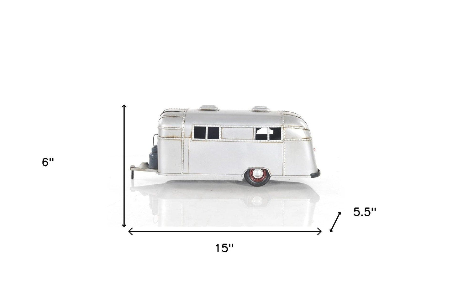 6" Silver Metal Silver Camping Trailer Truck Hand Painted Decorative Truck - Homeroots - Flyclothing LLC