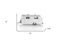 6" Silver Metal Silver Camping Trailer Truck Hand Painted Decorative Truck - Homeroots