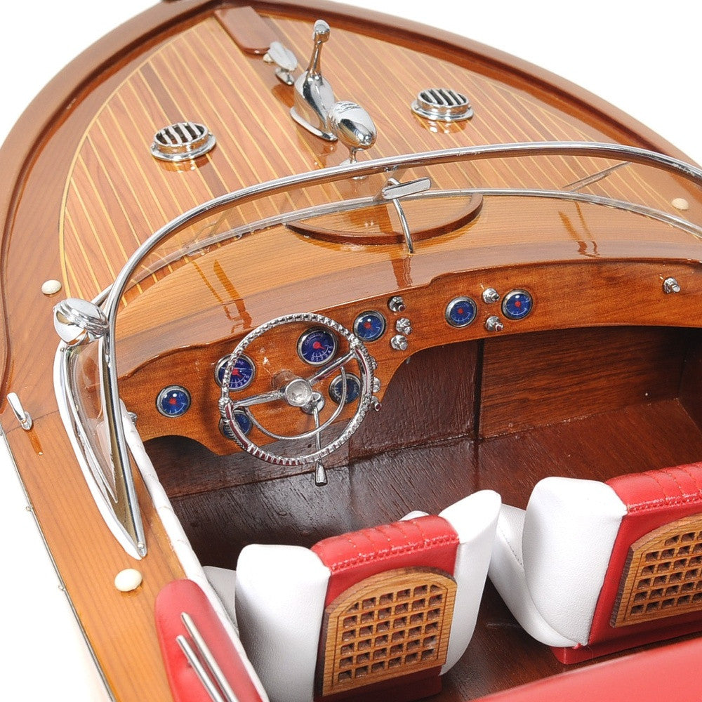 15" Wood Brown Riva Aquarama Speedboat Exclusive Display Case Edition Hand Painted Model Boat
