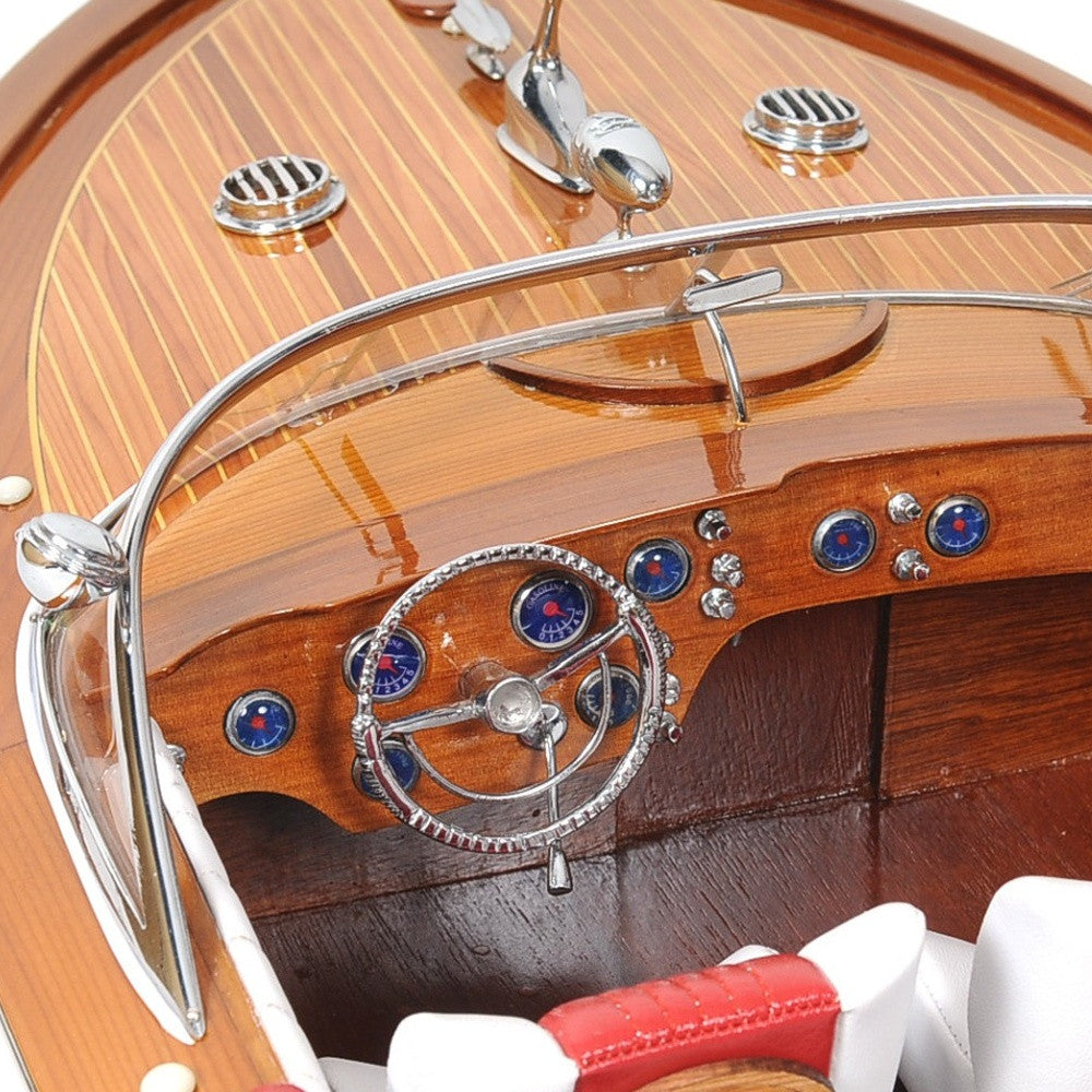 15" Wood Brown Riva Aquarama Speedboat Exclusive Display Case Edition Hand Painted Model Boat