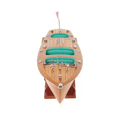 7" Wood Brown c1928 Chris Craft Triple Cockpit Medium Boat Hand Painted Decorative Boat