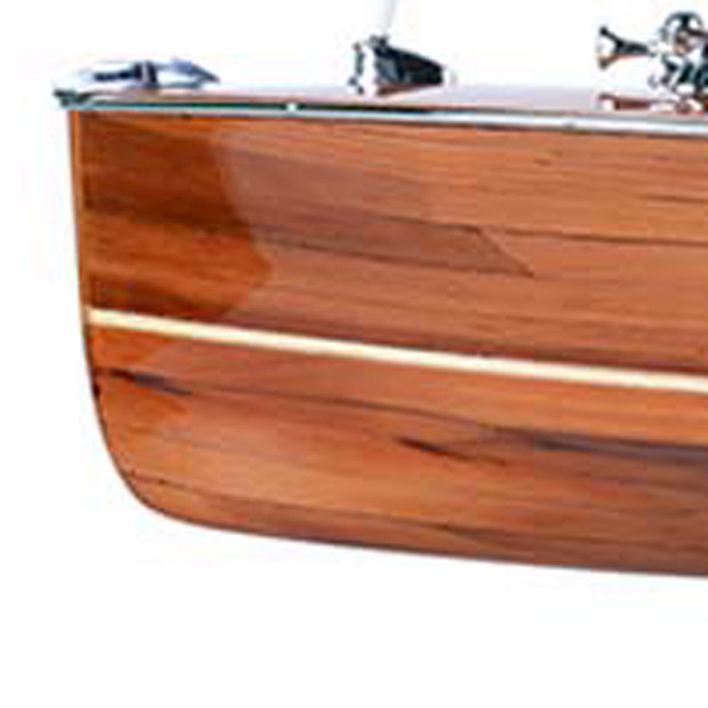 7" Wood Brown c1928 Chris Craft Triple Cockpit Medium Boat Hand Painted Decorative Boat
